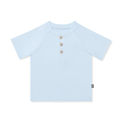 Short Sleeve Toddler Henley Tee in Breeze