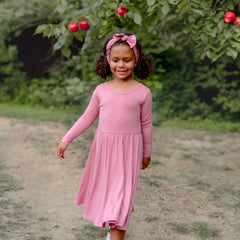 Long Sleeve Twirl Dress in Apple Blossom