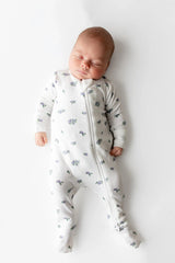 Pointelle Zippered Footie in Spray Rose