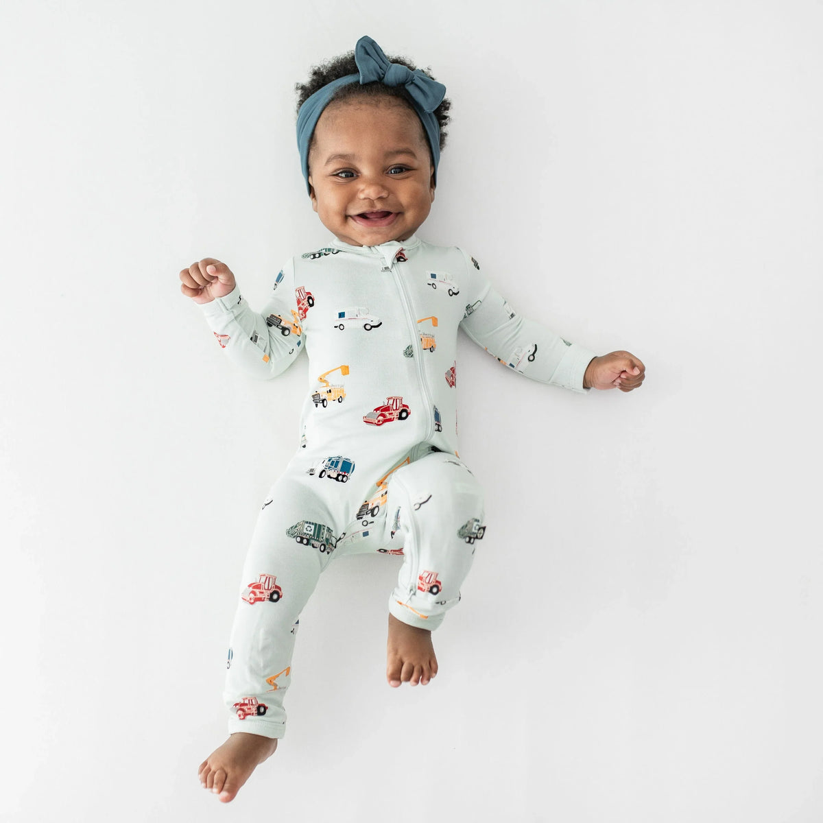 Zippered Romper in City Vehicles