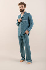 Men's Long Sleeve Pajama Set in Atlantic