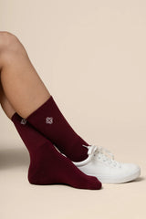 Adult Crew Socks in Burgundy