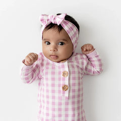 Knotted Gown with Bow Set in Gingham Thistle
